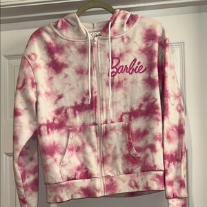 Barbie Pink and White Tie-Dye Zip Hoodie